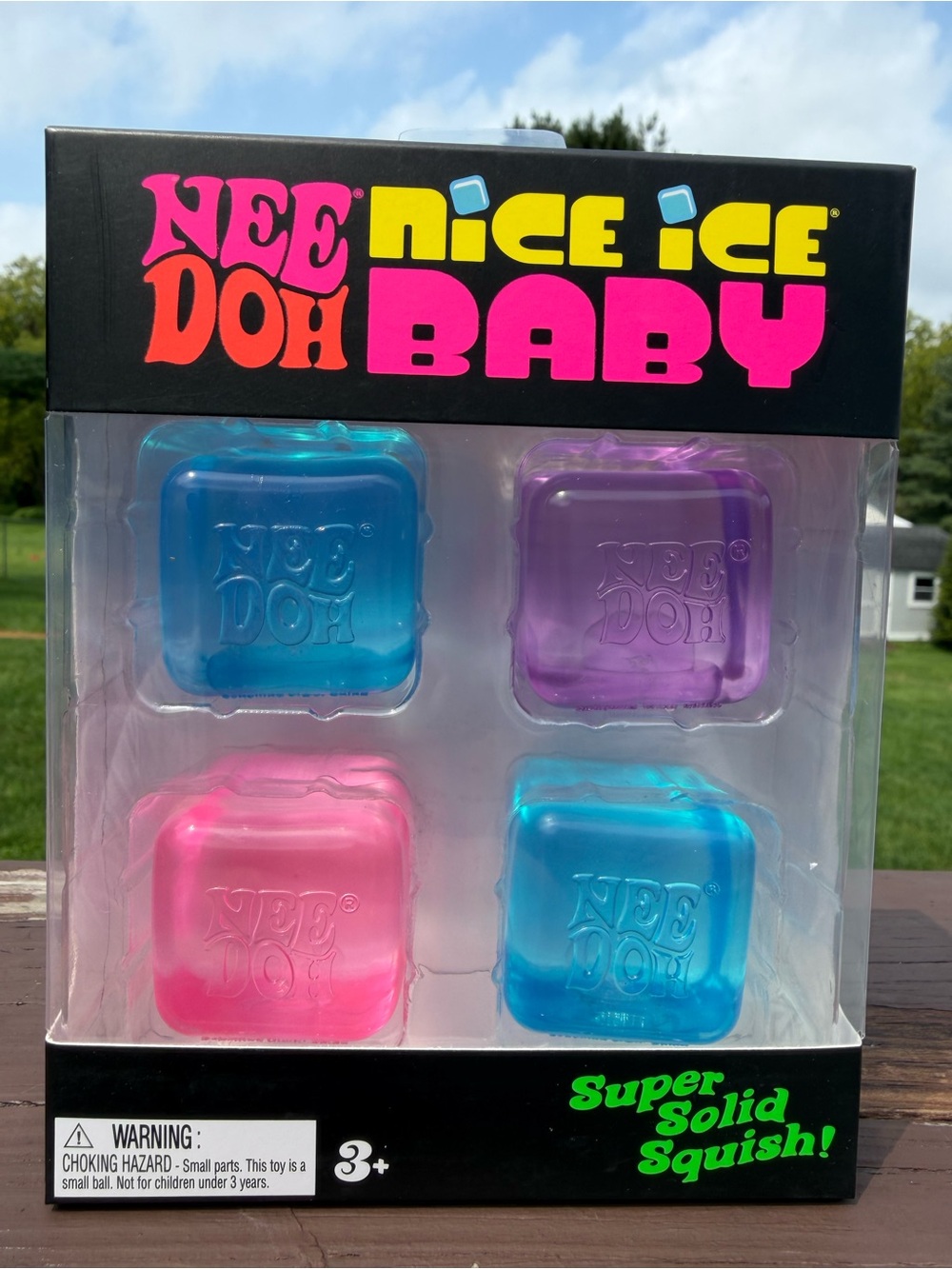 Nee Doh Nice Ice Baby Super Solid Squish Toy - Pink, Blue, Purple